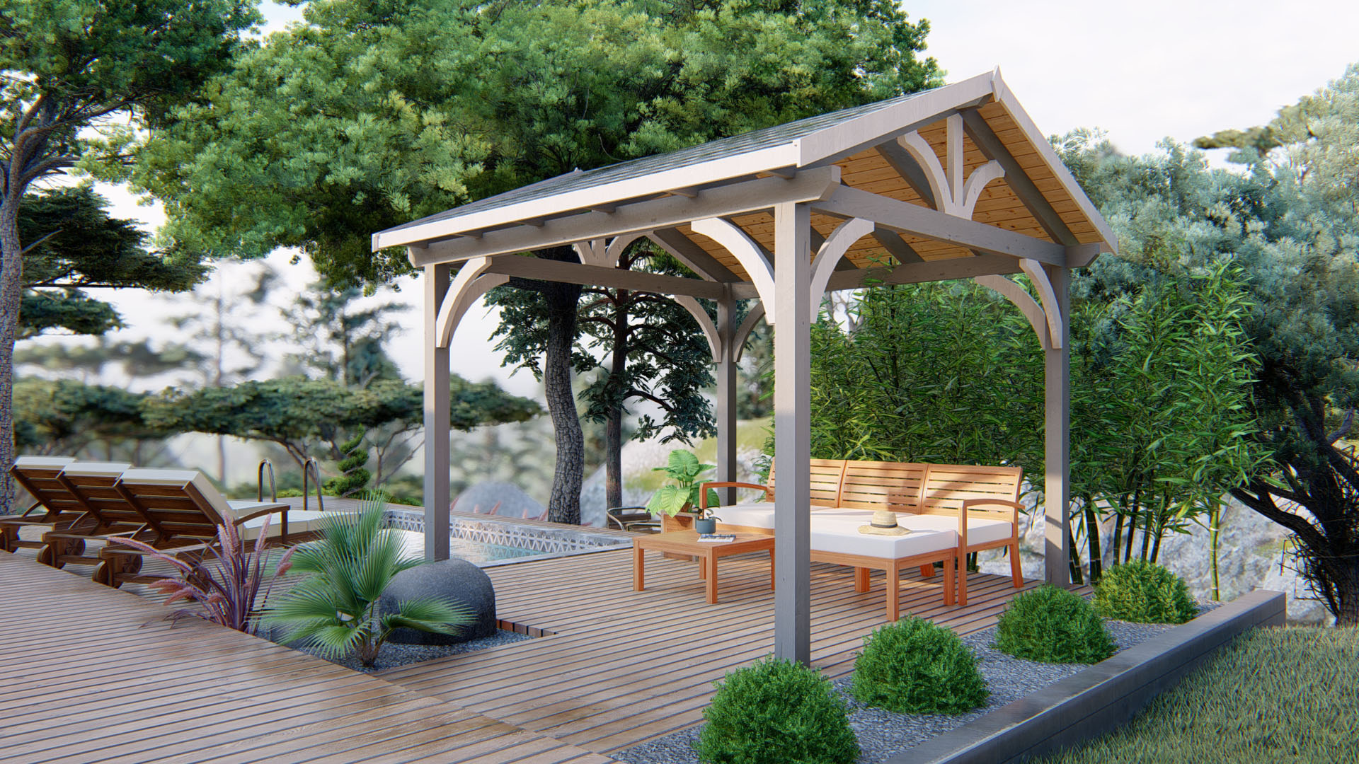 Pergola Rose 3×3 m wooden pergolas with roof